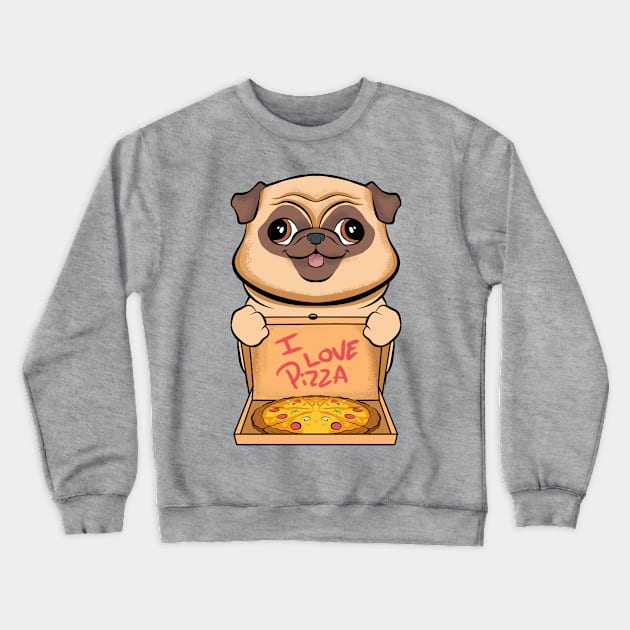 pug and pizza fun puppies lovers pizza love Crewneck Sweatshirt by the house of parodies